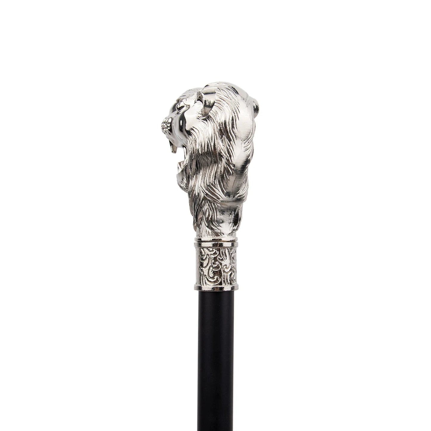 White Lion Head Walking Stick PN028