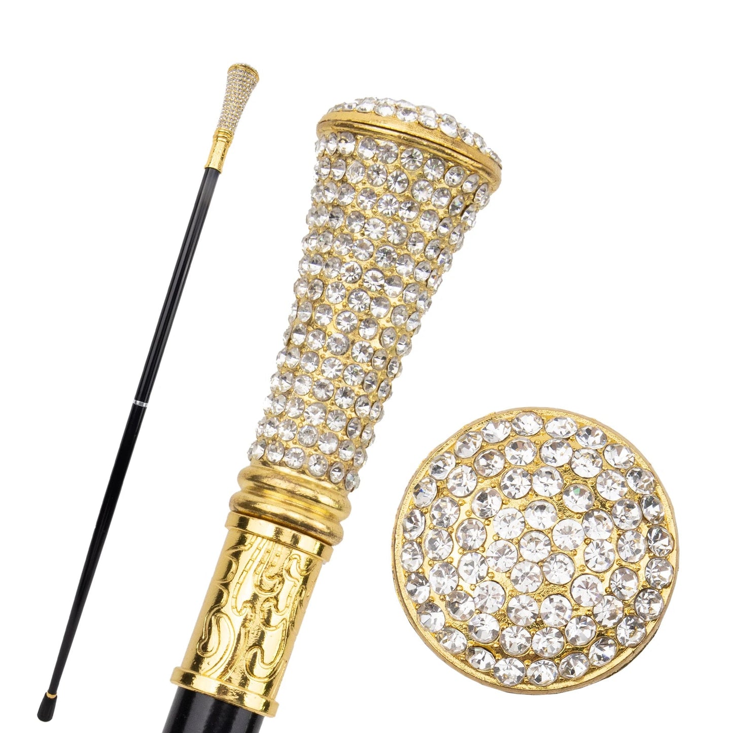 White Artificial Diamond Cane Walking Stick PN024