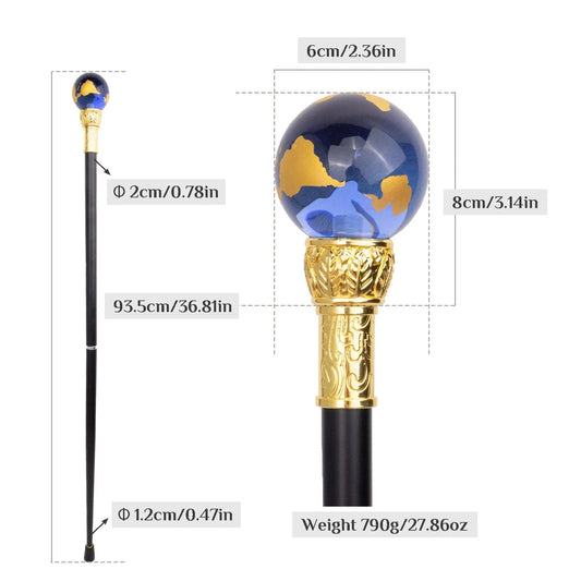 Blue Golden Ball Golden Walking  Stick -PN002
