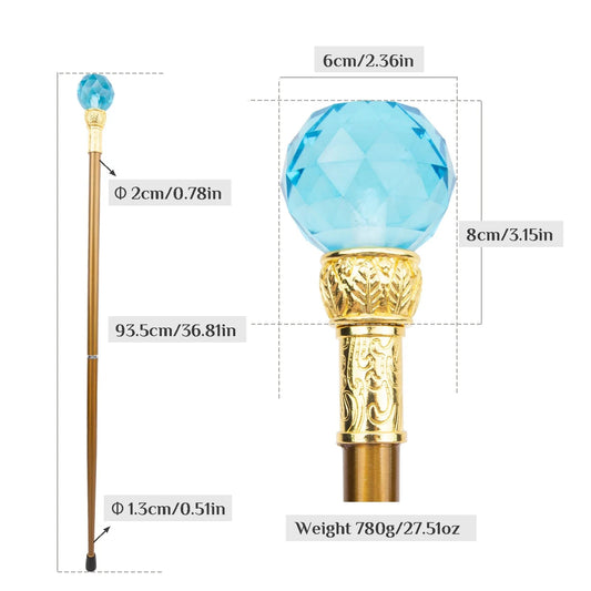 Blue Crystal Glass wakling Stick -PN003