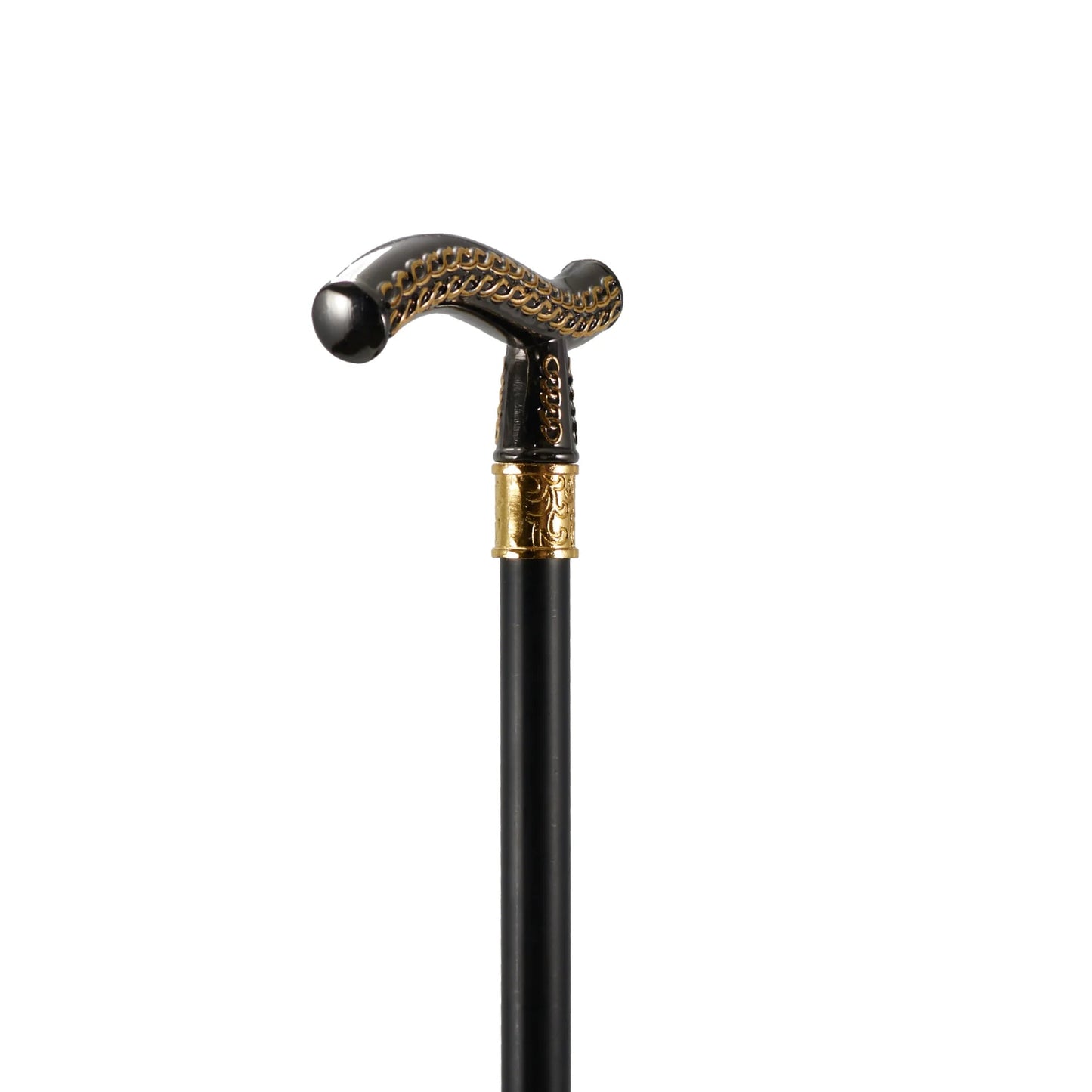 Black and Gold Wheat Head Pattern Walking Stick
