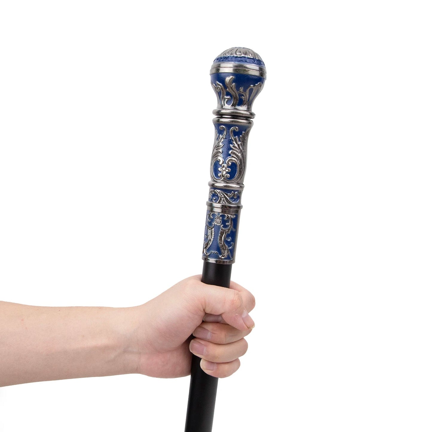 Silver Blue Luxury Round Handle  Walking Stick -PN001