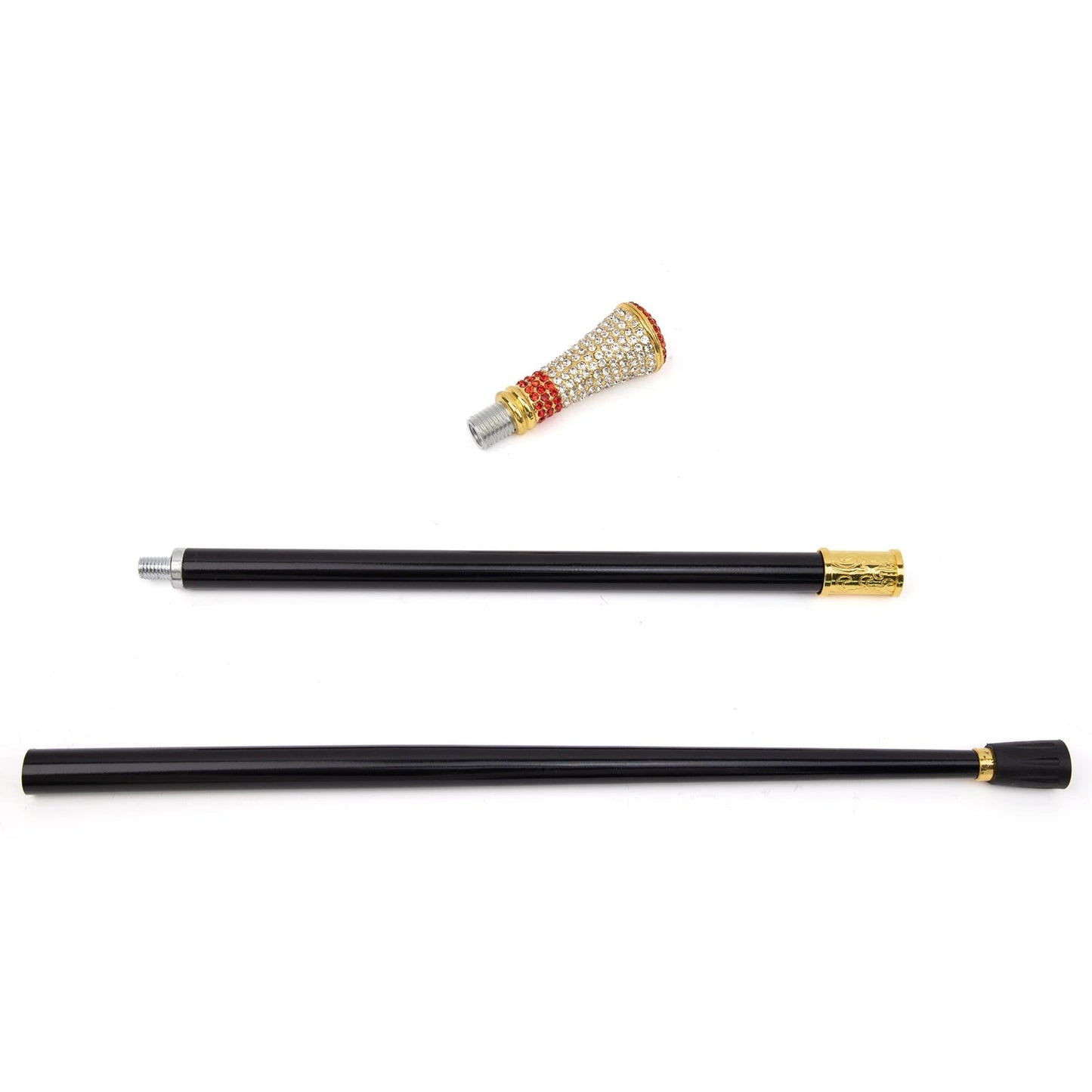 Golden Red Artificial Diamond Walking Stick PN018