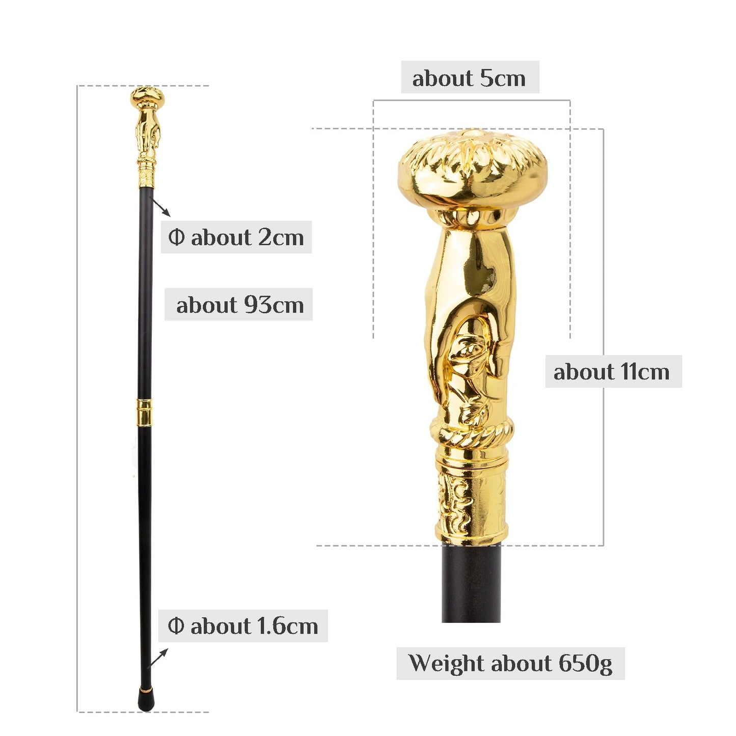 Golden Hand Hold Flower Luxury  Walking Stick - PN007