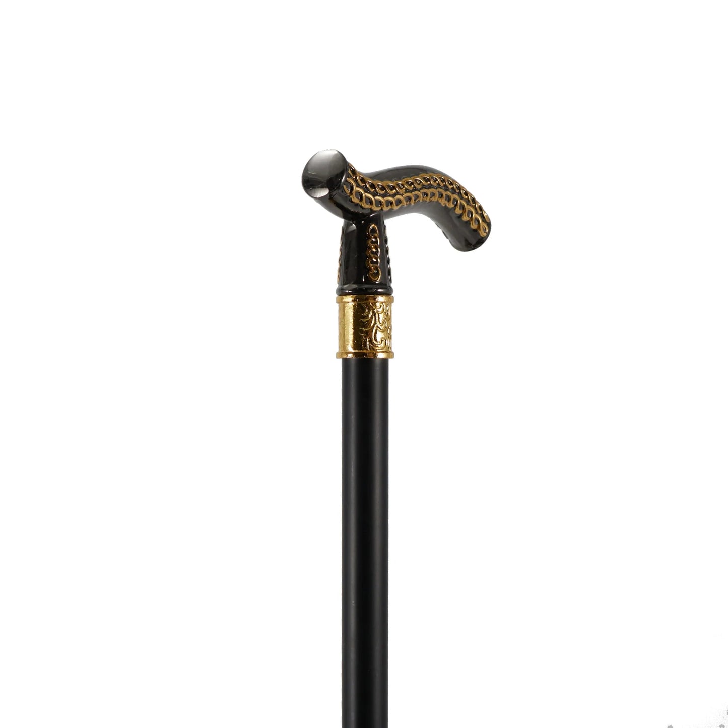 Black and Gold Wheat Head Pattern Walking Stick