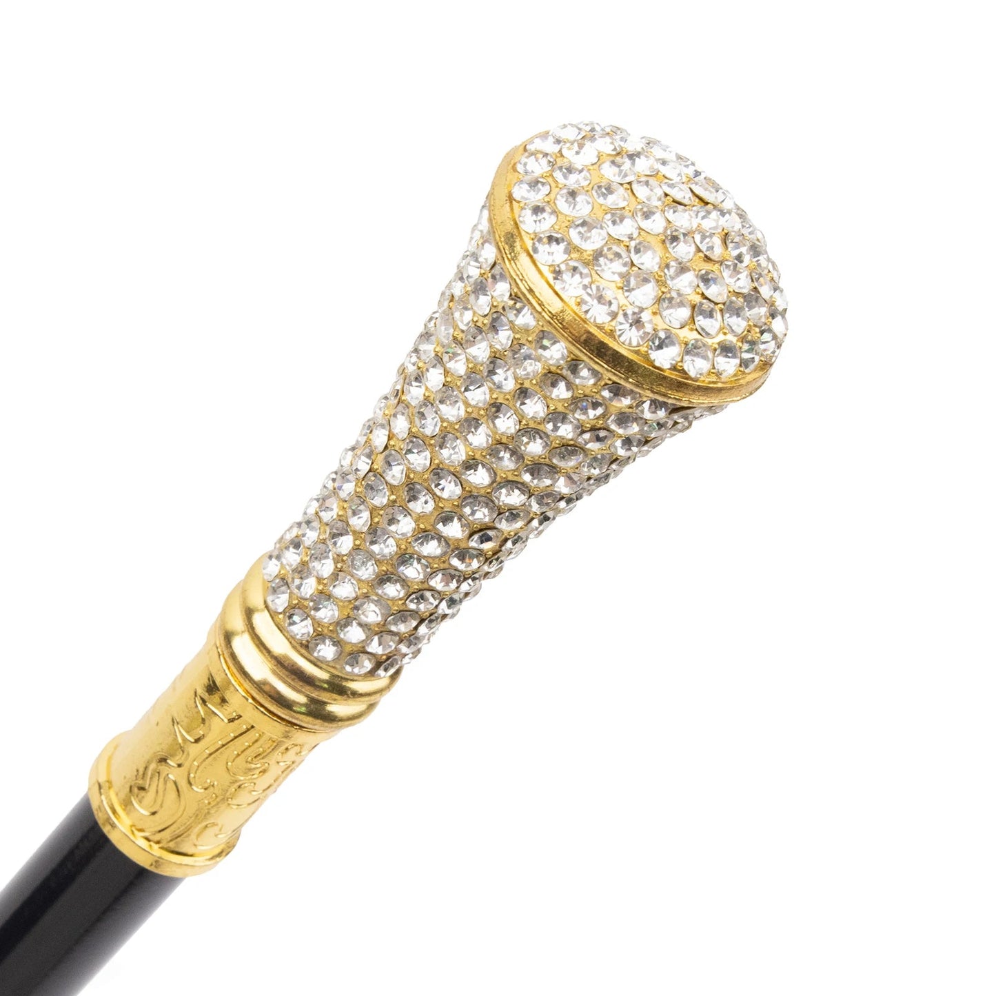 White Artificial Diamond Cane Walking Stick PN024