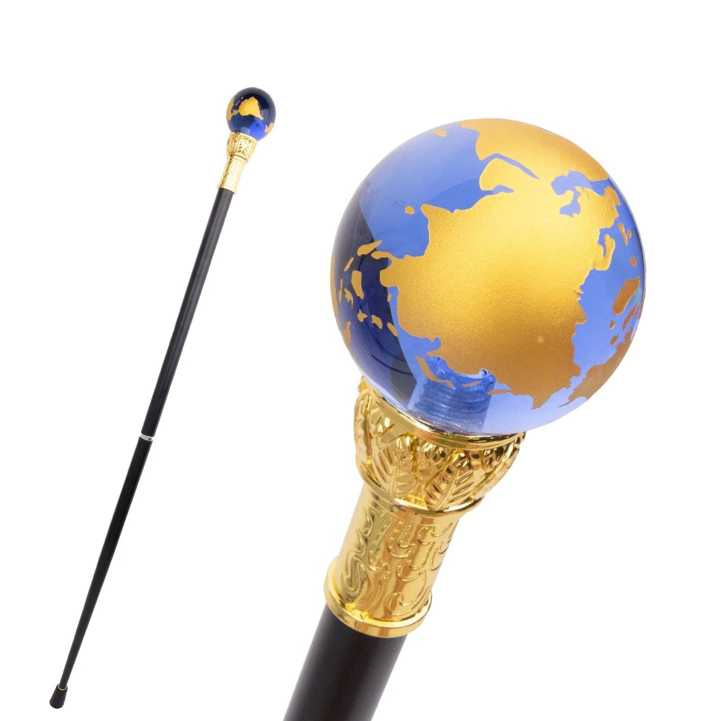 Blue Golden Ball Golden Walking  Stick -PN002