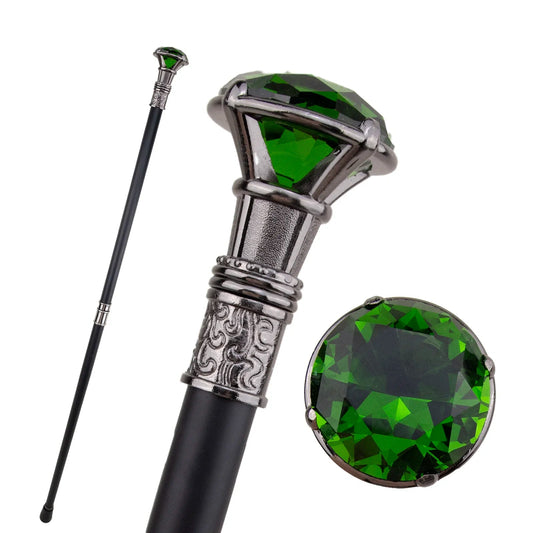 Green Diamond  Silver Walking  Stick PN012