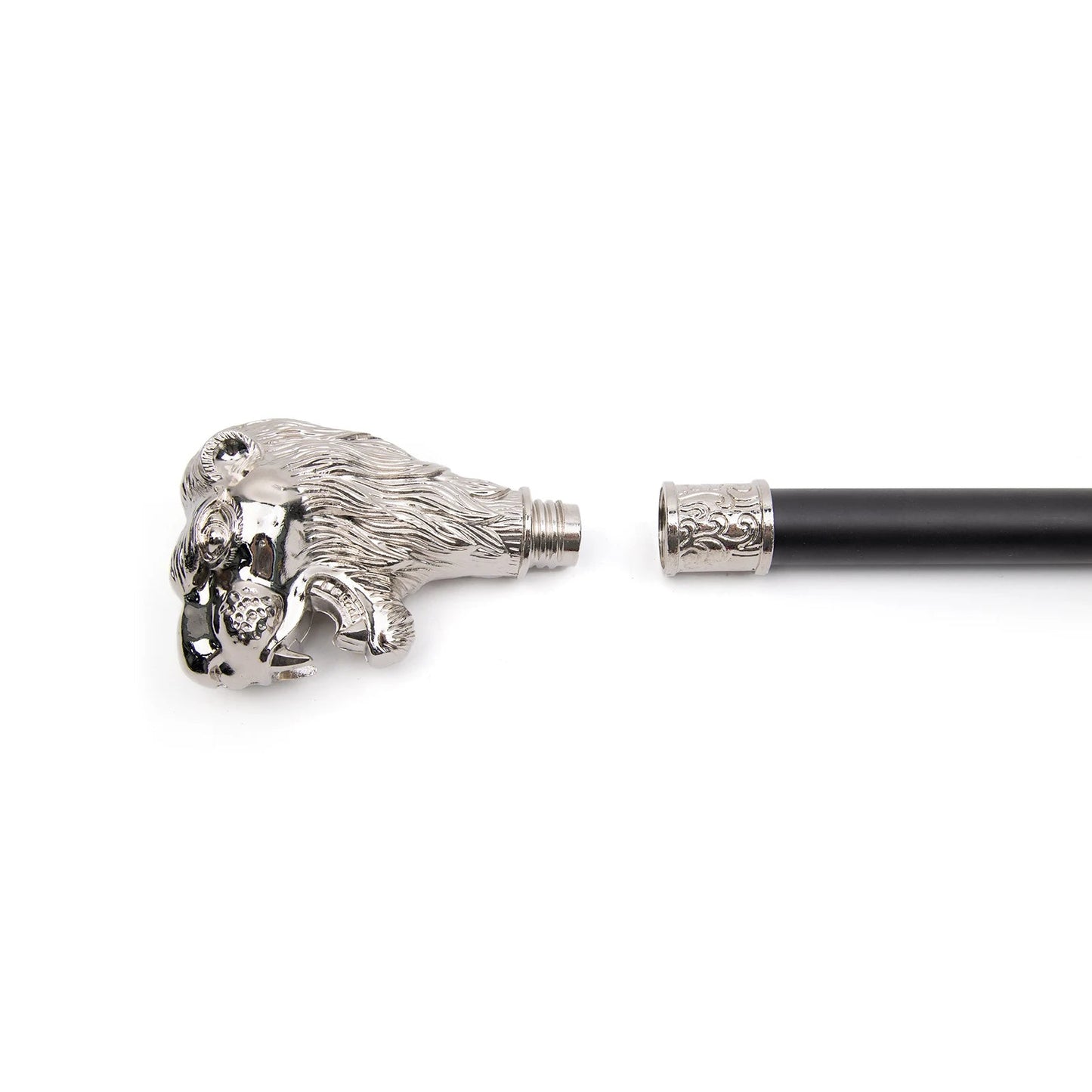 White Lion Head Walking Stick PN028