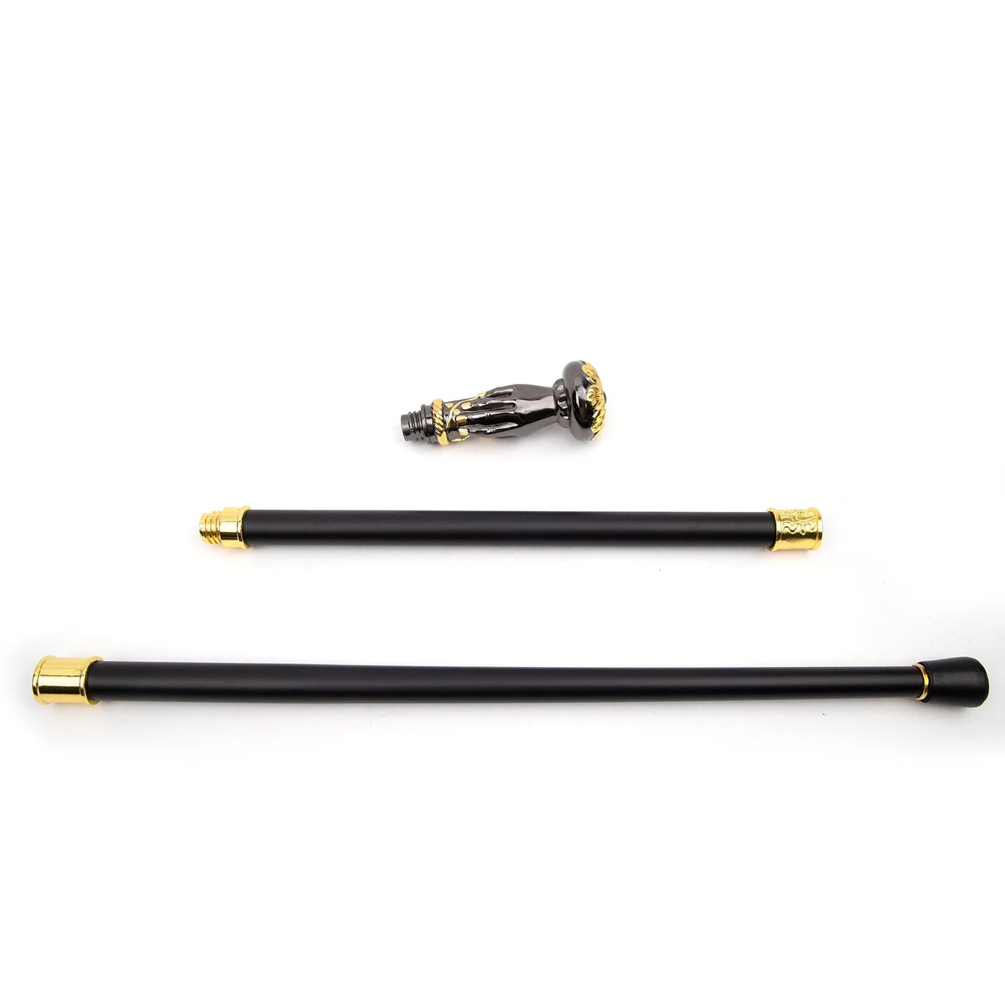 Golden Black Hand Hold Flower Walking Stick - PN005