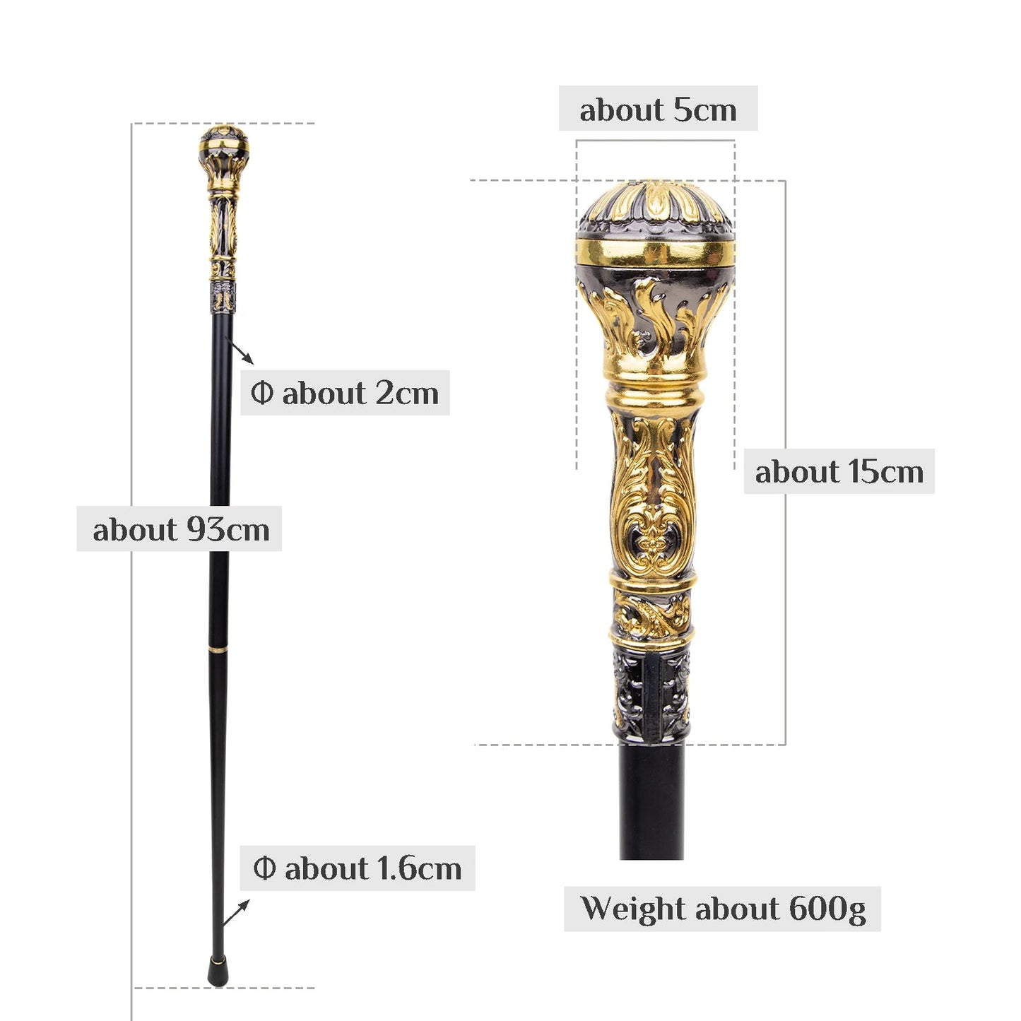 Golden Black Luxury Walking Stick -PN004