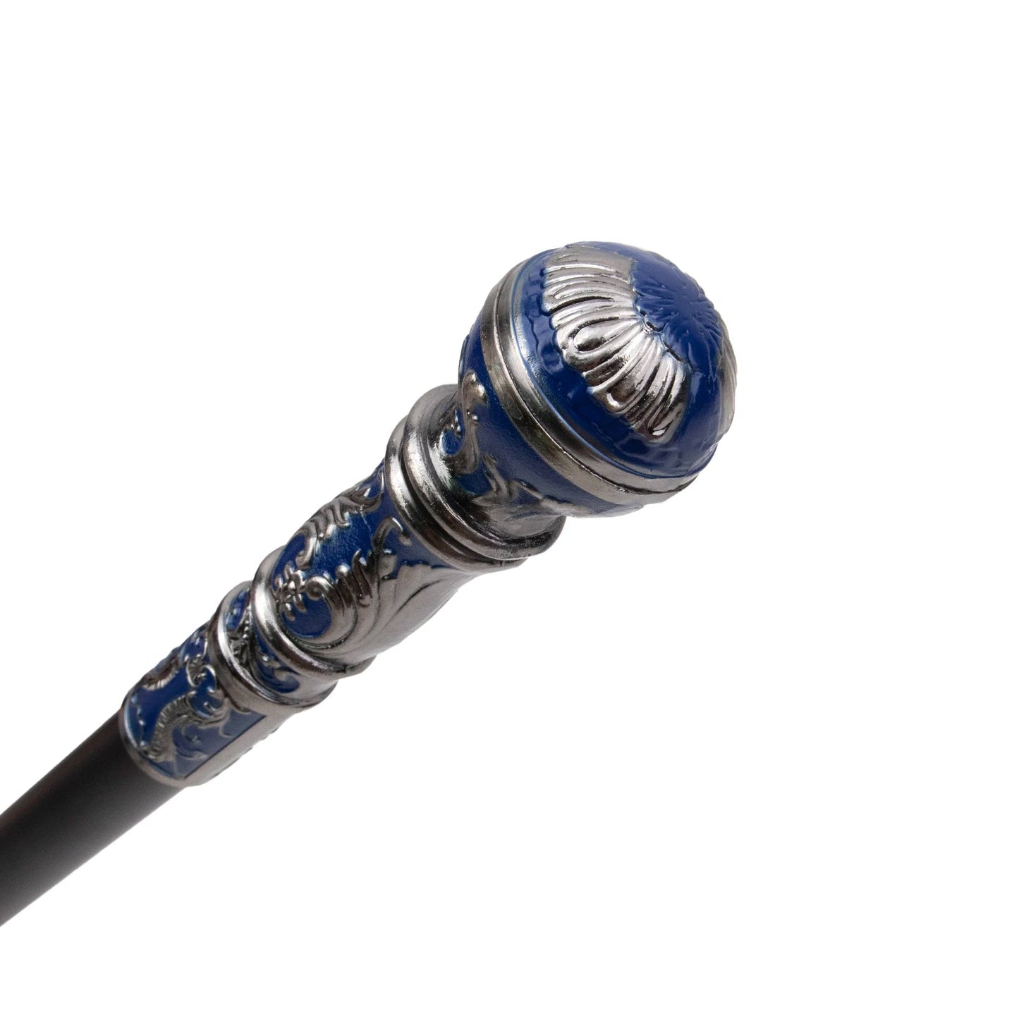 Silver Blue Luxury Round Handle  Walking Stick -PN001