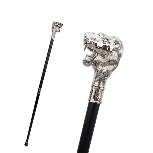 White Lion Head Walking Stick PN028