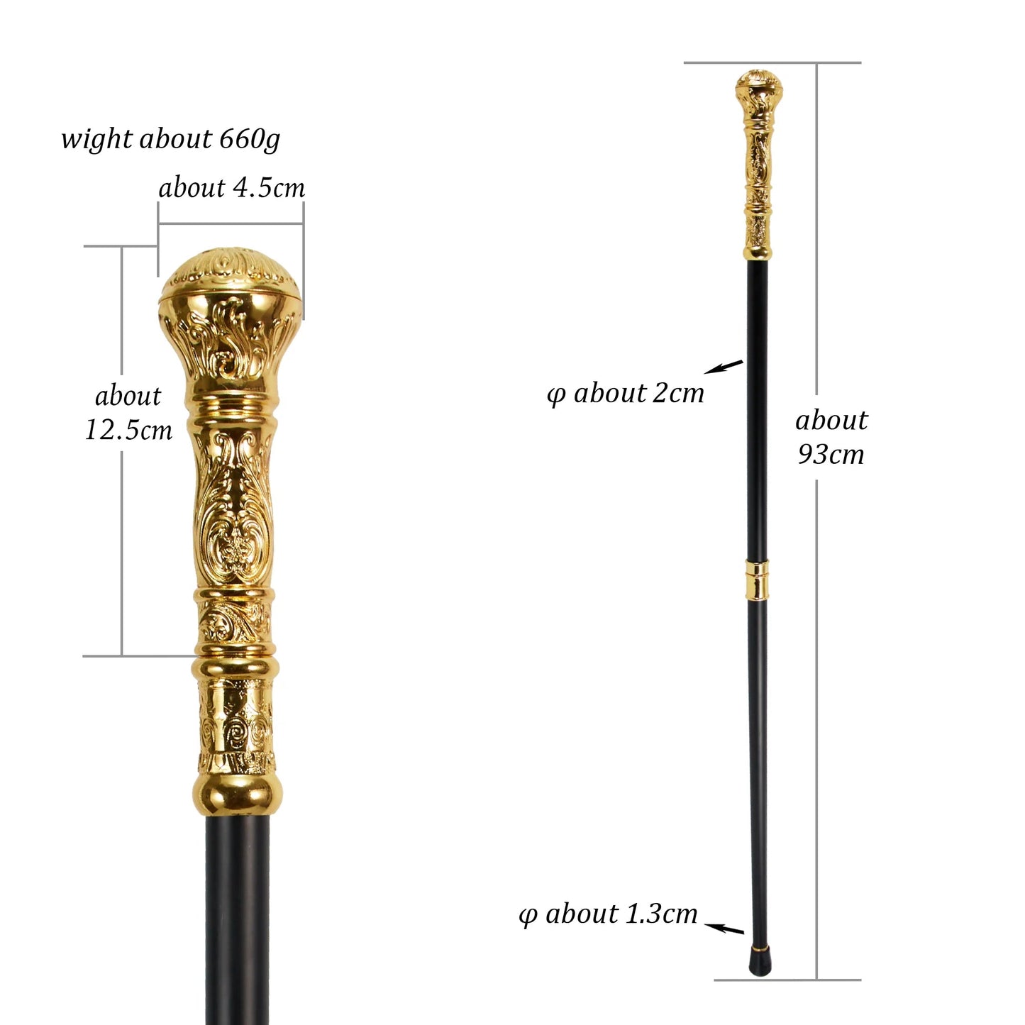 Elegant Golden Round Handle Walking Stick PN023