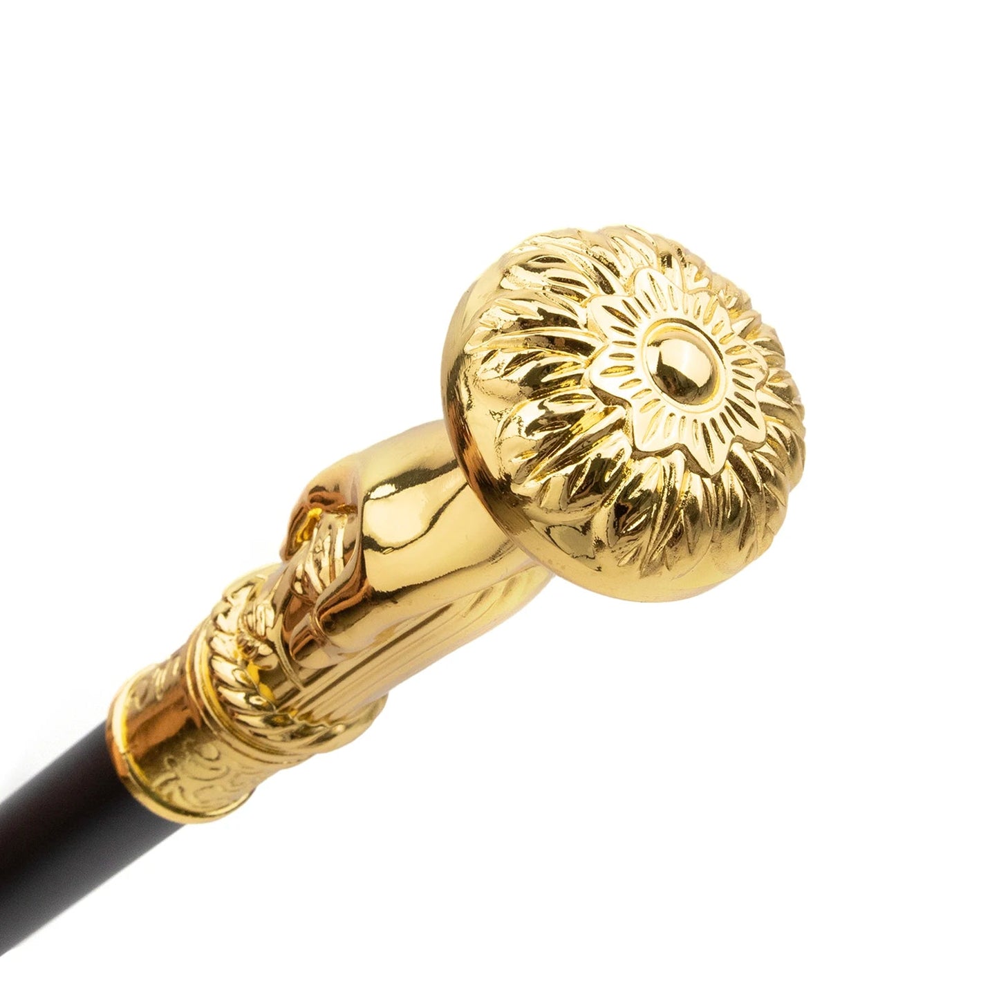 Golden Hand Hold Flower Luxury  Walking Stick - PN007