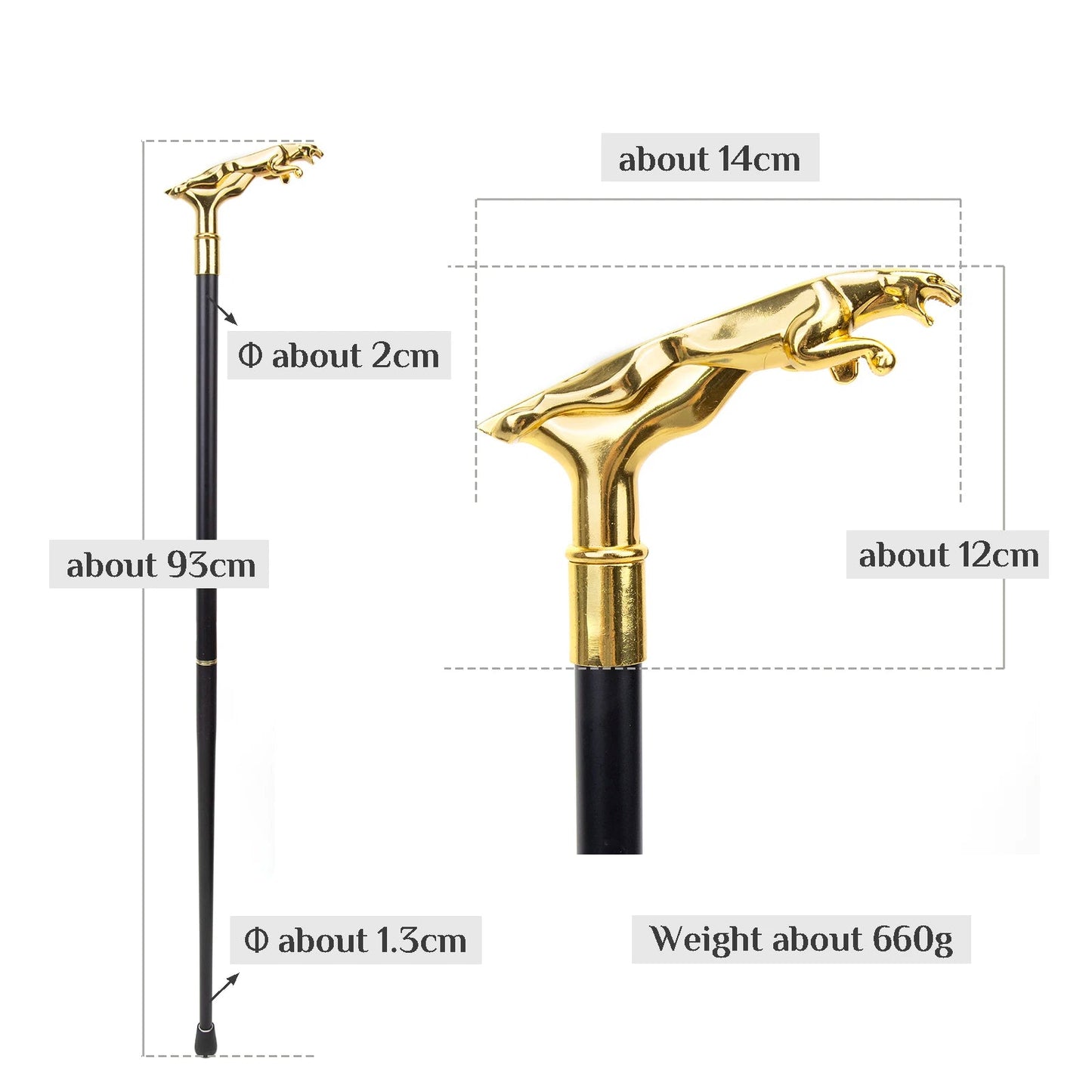 Gold Luxury Leopard  Walking Stick PN029
