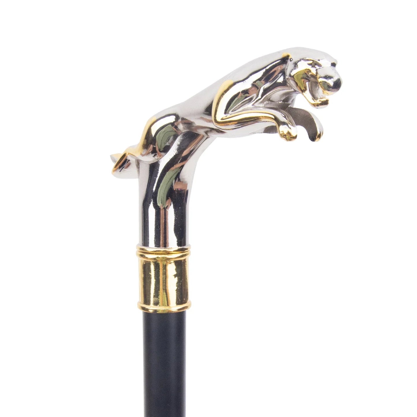 White Golden Leopard with Tail Fashion Walking Stick PN033