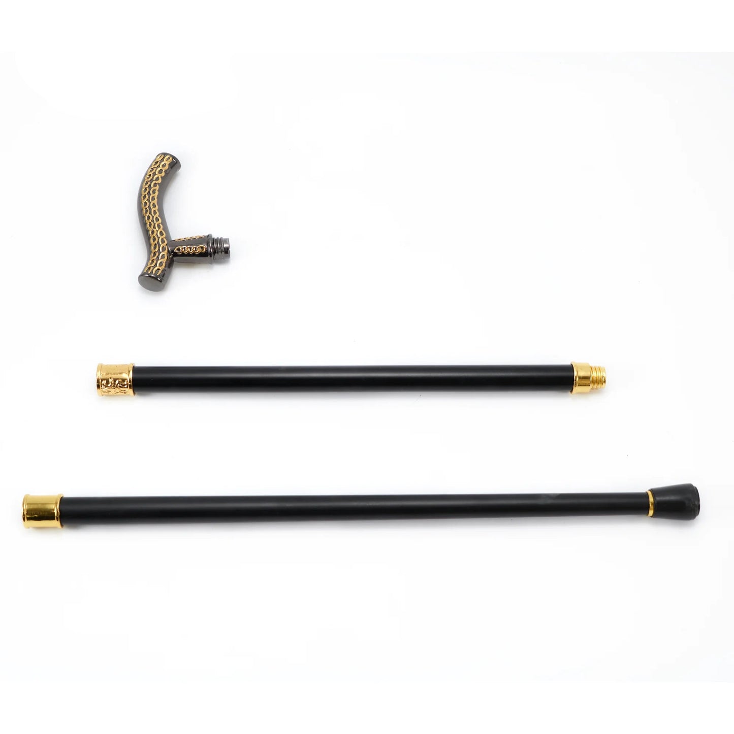 Black and Gold Wheat Head Pattern Walking Stick