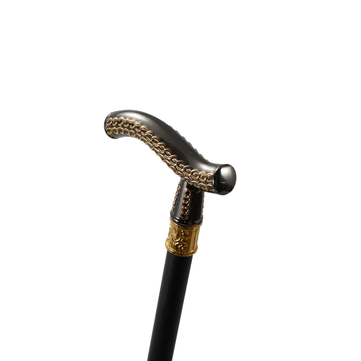 Black and Gold Wheat Head Pattern Walking Stick