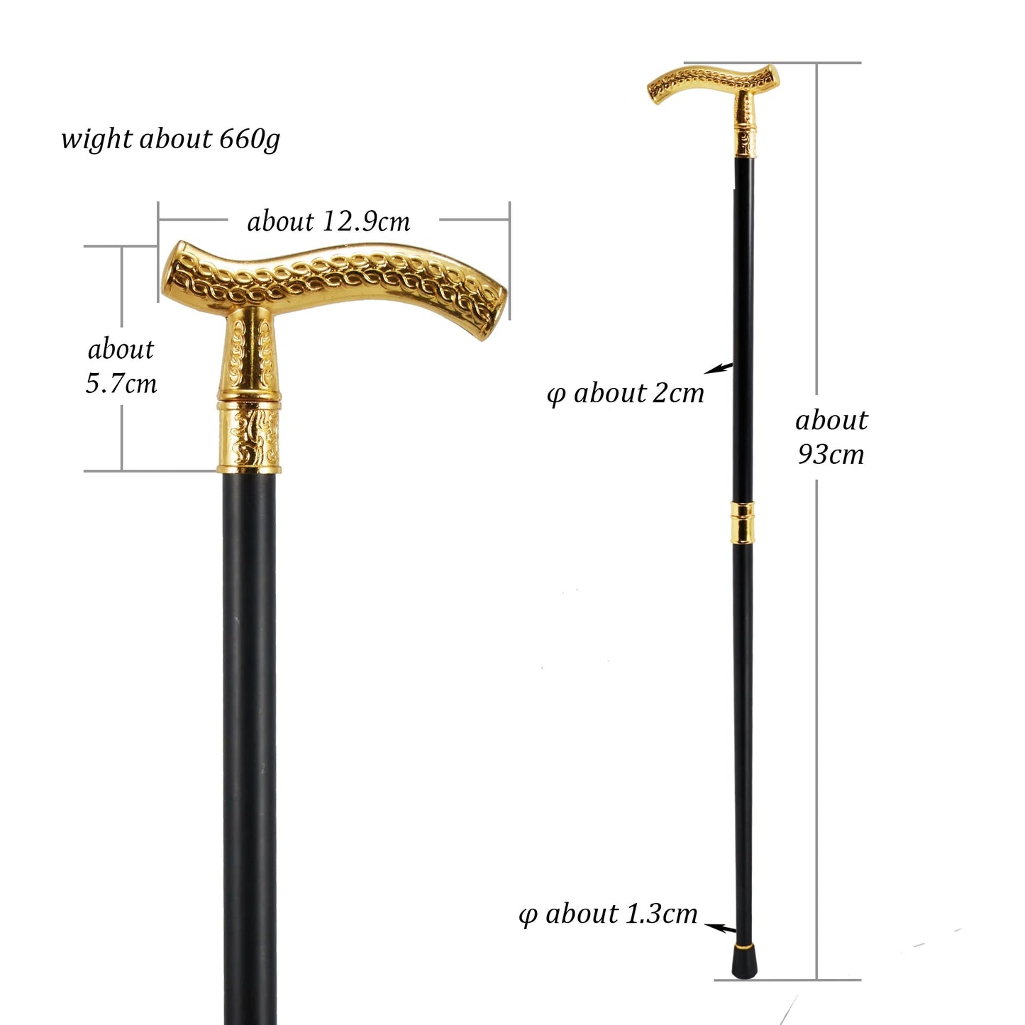 Luxury Gold Flower Wheatear Pattern Walking Stick